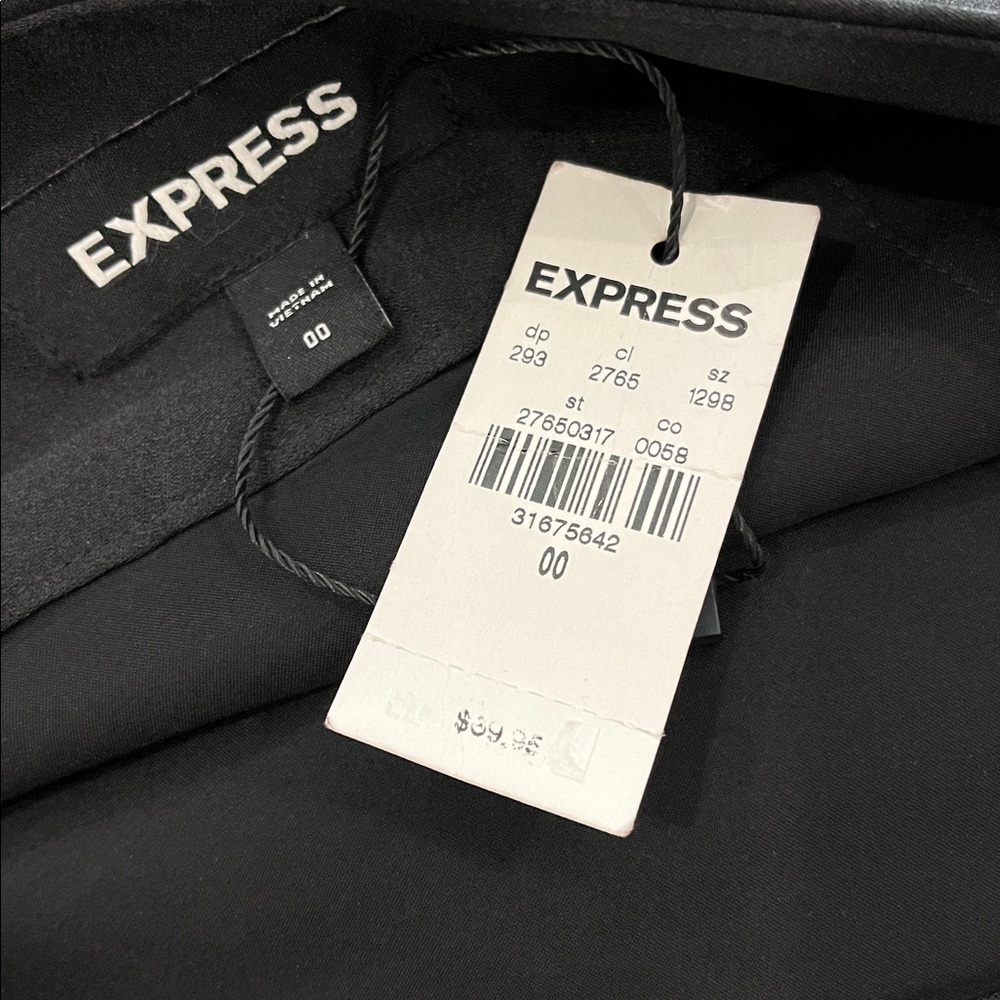 Express Black High Waisted Belted Satin Wrap Midi Skirt size 00 NEW NWT - Picture 9 of 10